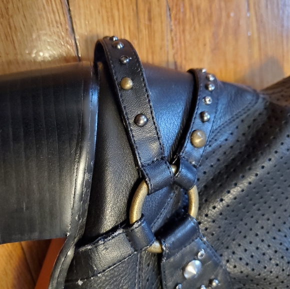 NWOT TWIGGY LONDON Black Leather Rhinestone Ankle Western Boots - Picture 9 of 10